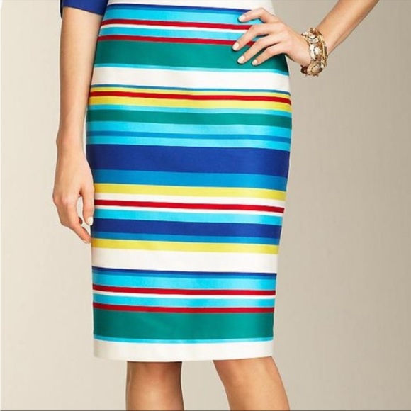 Talbots‎ Multi Color Cotton Striped Pencil Skirt Size 6p - Picture 2 of 10